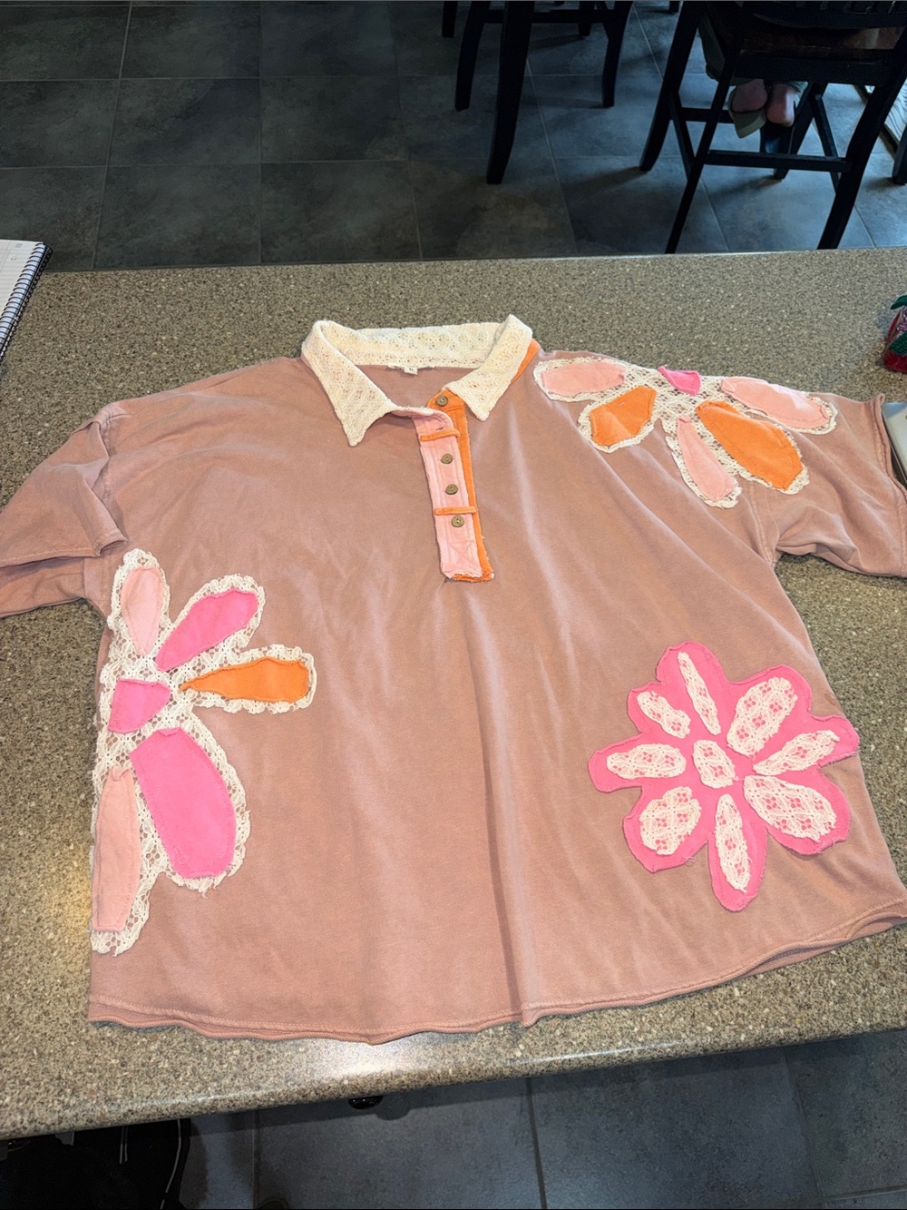 Oli & Hali Dusty Pink Floral Lace Top